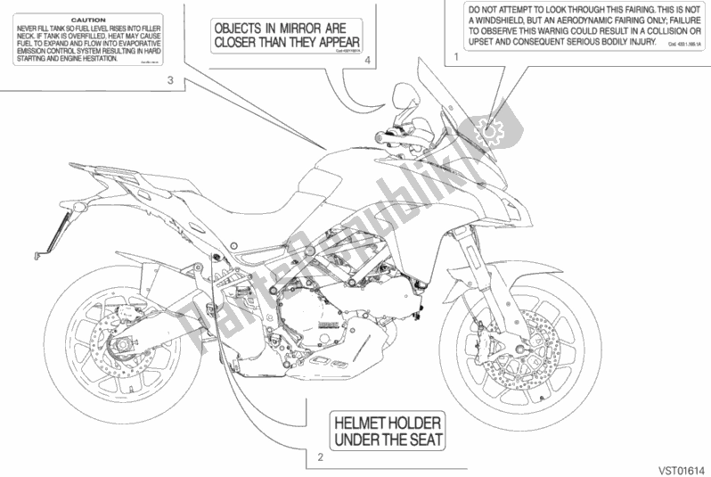 Wszystkie części do Etykieta, Ostrze? Enie Ducati Multistrada 950 SW USA 2018